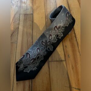 Vintage christian Dior monsieur Black and Gray Paisley Tie